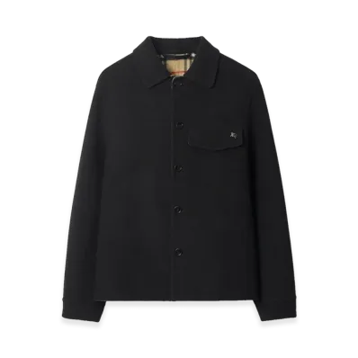 Burberry Wool Overshirt "Black/Sand Beige"