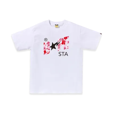 A BATHING APE Bape Sta Logo Tee "White/Pink"