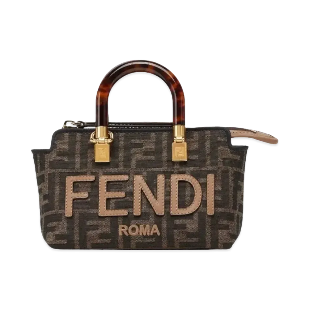 FENDI By The Way Mini FF Fabric Boston Bag "Brown"