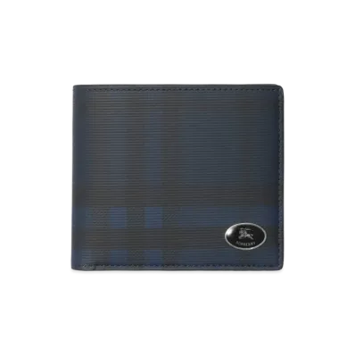 Burberry Check Bifold Coin Wallet "Navy"