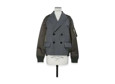 sacai Women's Suiting x Nylon Twill Jacket "Gray/Dark Khaki"