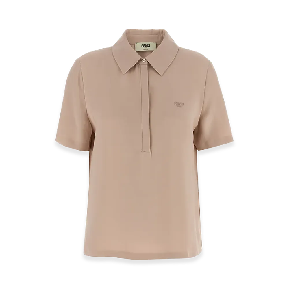 FENDI Women's Silk Polo Shirt "Pink"