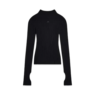 Courreges Solar Light Rib Mockneck Sweater "Black"