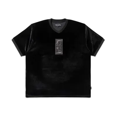 BlackEyePatch HWC Label Embroidered Velour V Neck S/S Shirt "Black"