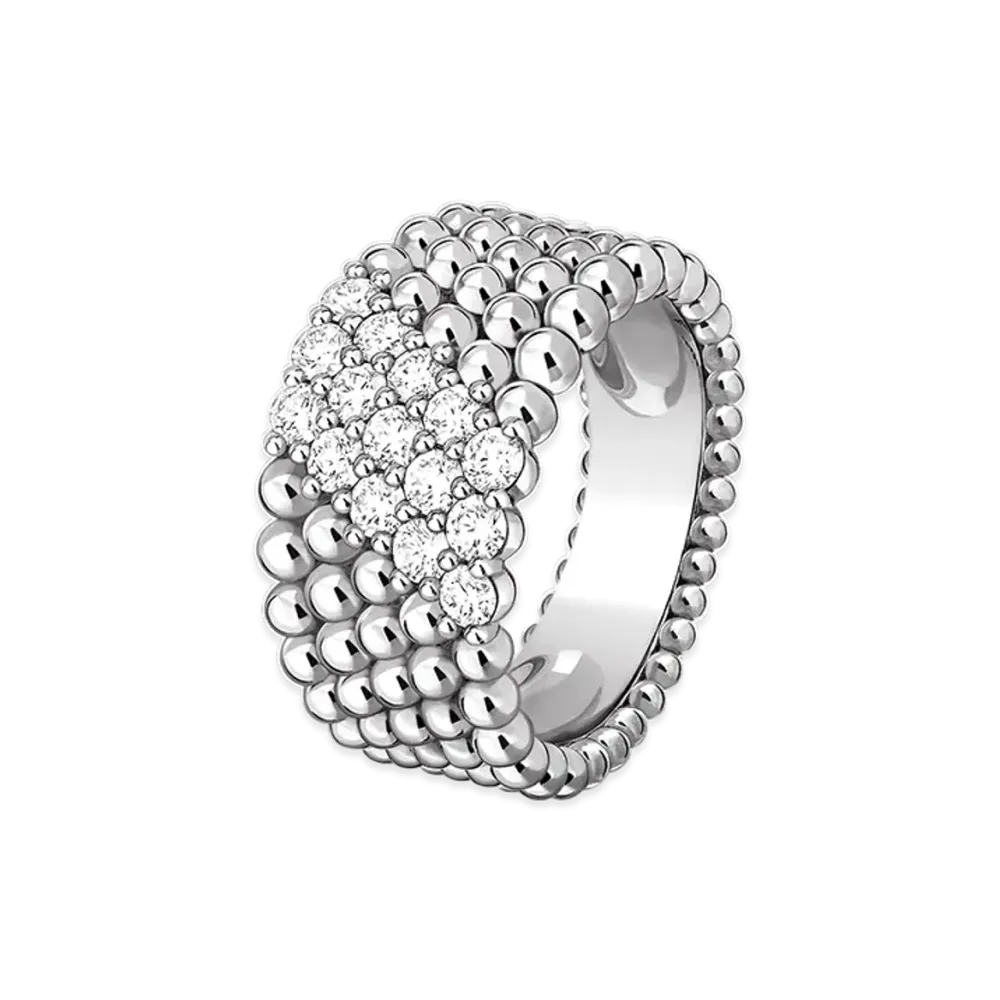 Van Cleef & Arpels Perlee diamonds ring 5 rows model Example "18K White gold/Diamond"