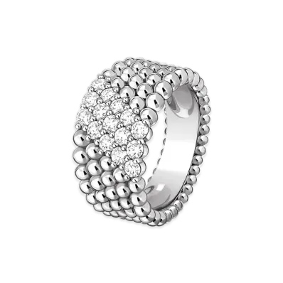 Van Cleef & Arpels Perlee diamonds ring 5 rows model Example "18K White gold/Diamond"