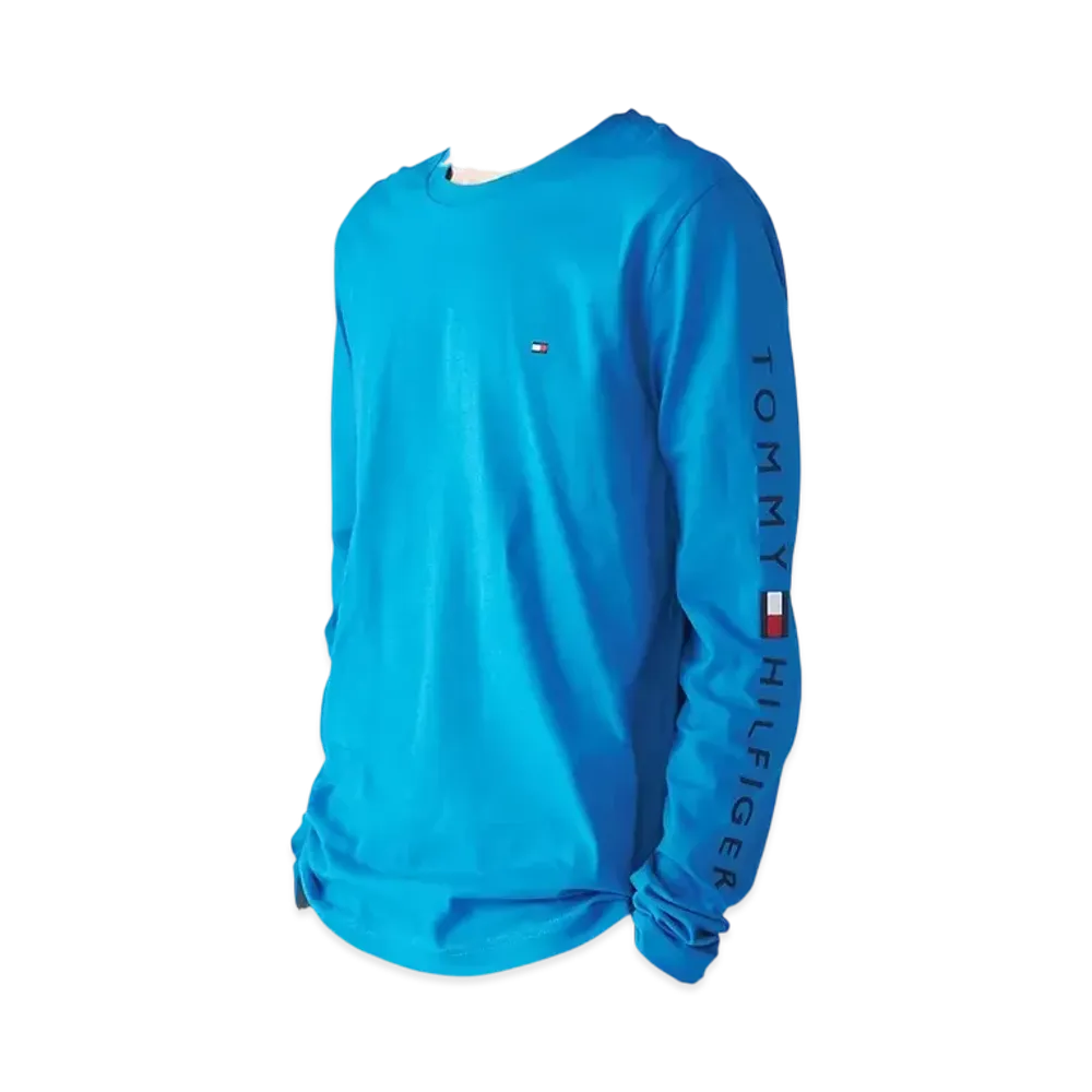 TOMMY HILFIGER Shoulder Logo Long Sleeve Tee "Blue"