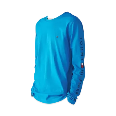 TOMMY HILFIGER Shoulder Logo Long Sleeve Tee "Blue"