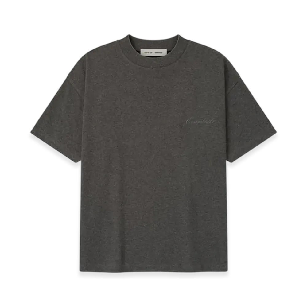 FEAR OF GOD ESSENTIALS Embroidered Classic Short Sleeve Tee "Charcoal Heather"