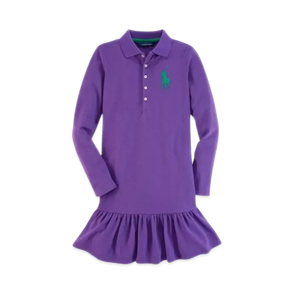 Polo Ralph Lauren Kids Big Pony Cotton Dress "Purple" 