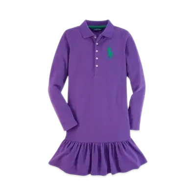 Polo Ralph Lauren Kids Big Pony Cotton Dress "Purple"