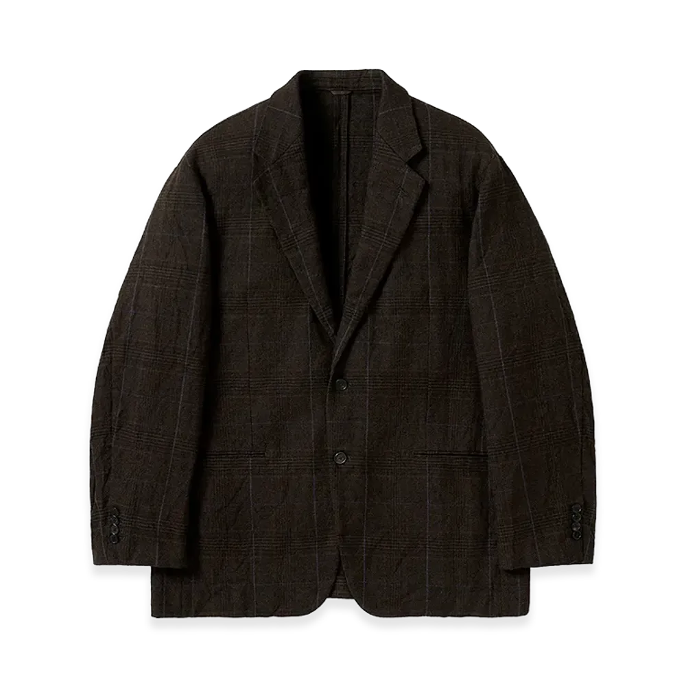 A.PRESSE Washed Alpaca Linen Tweed Jacket "Brown"