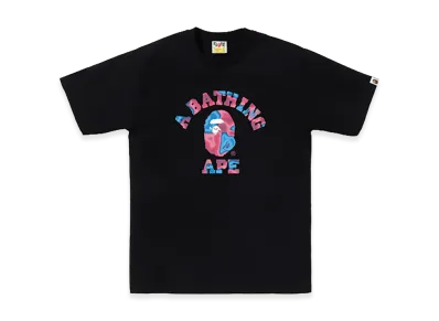 A BATHING APE Liquid Camo College Tee "Black/Pink"