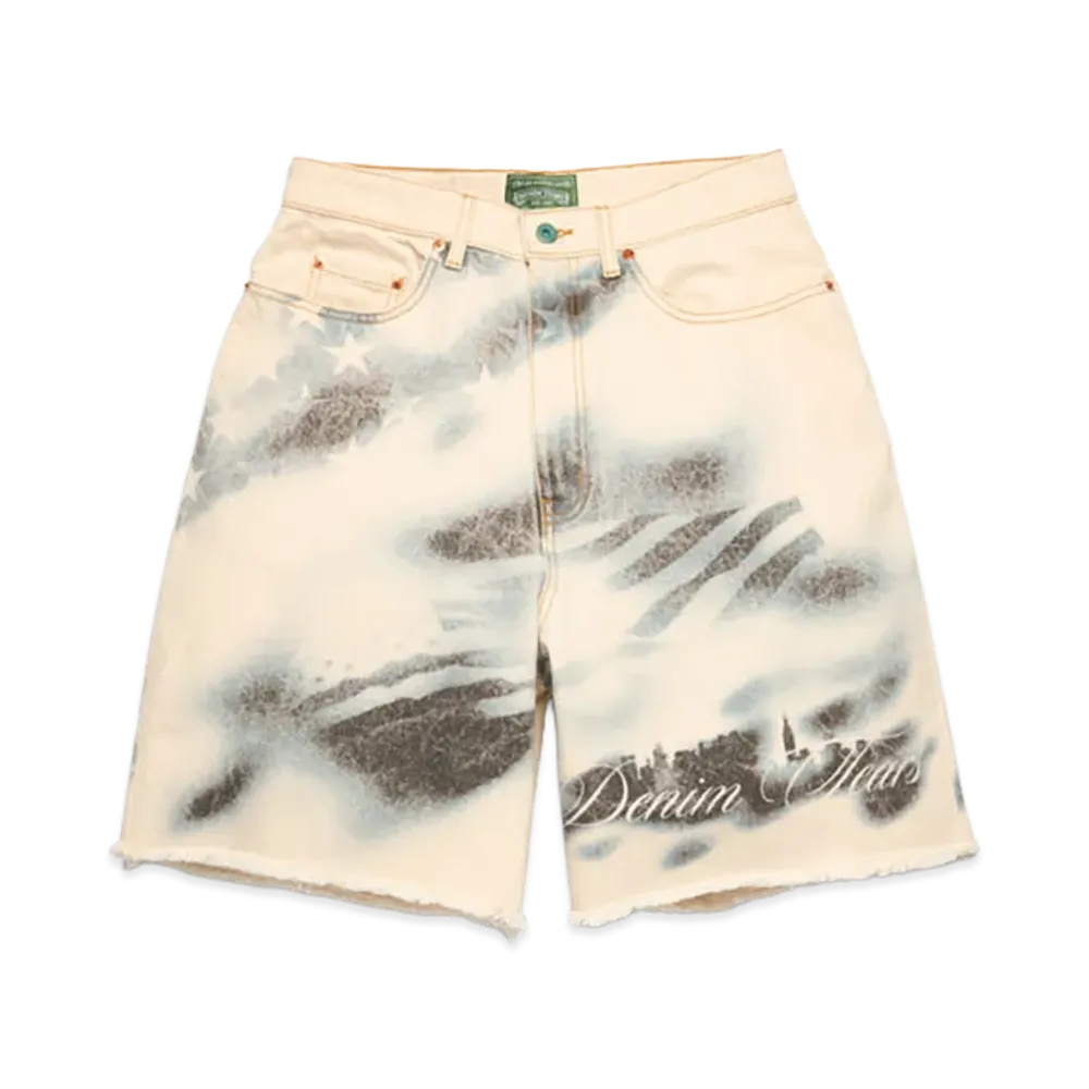 DENIM TEARS Cloud Camo Denim Shorts "Tan/Blue"