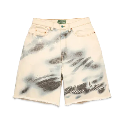 DENIM TEARS Cloud Camo Denim Shorts "Tan/Blue"