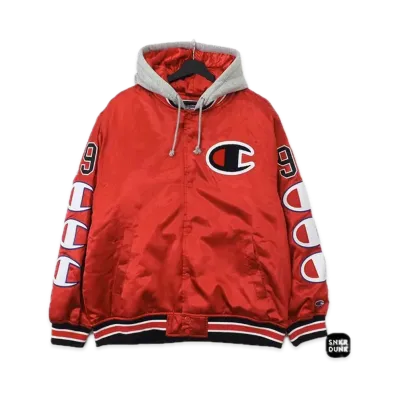 Supreme x Champion Hooded Satin Varsity Jacket "Red"