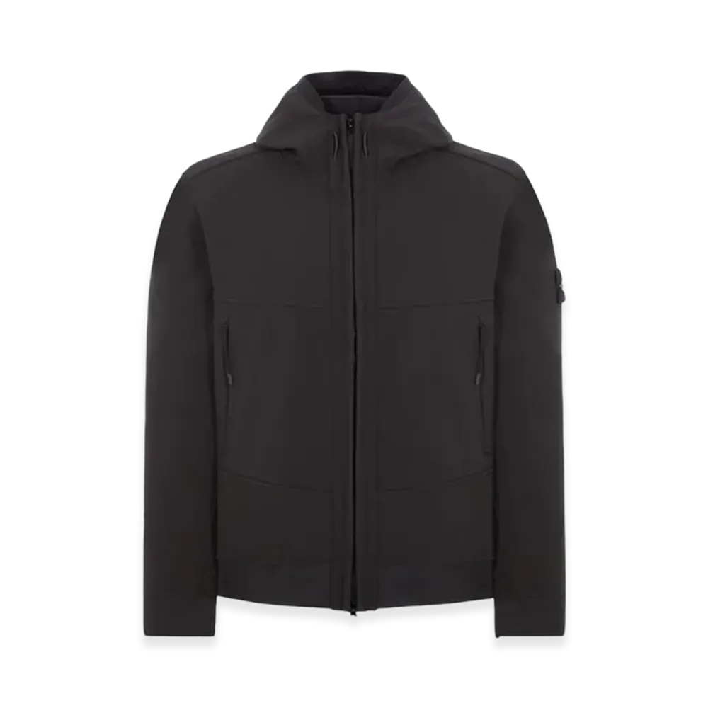 Stone Island Q0322 Soft Shell-R Hooded Zip-Up Jacket - 24FW "Black"