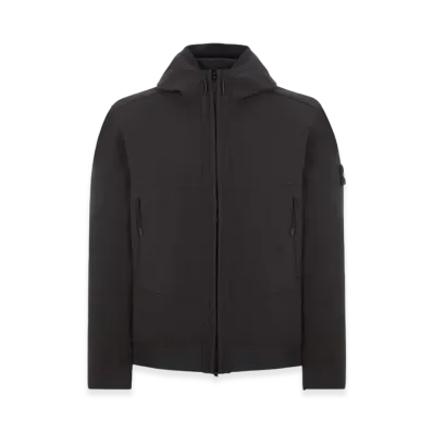 Stone Island Q0322 Soft Shell-R Hooded Zip-Up Jacket - 24FW "Black"