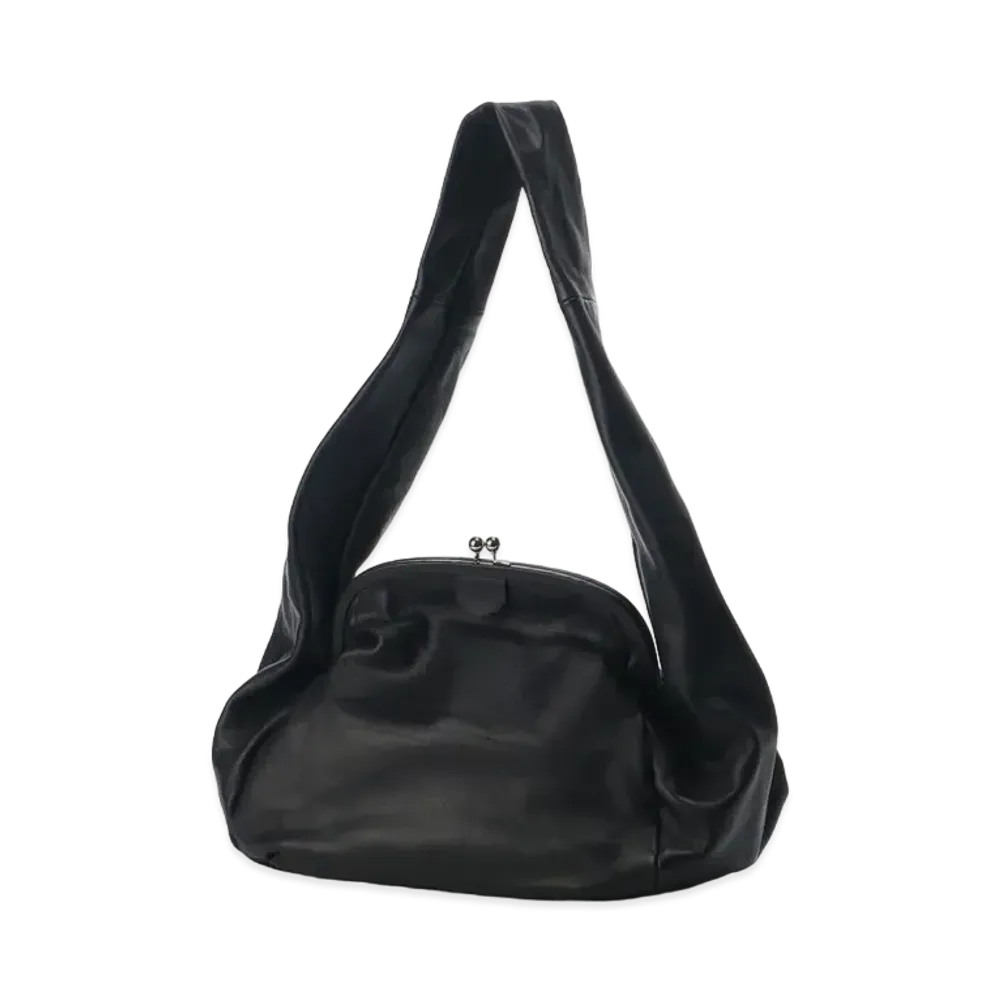 Yohji Yamamoto Y's SEMI GLOSS SOFT LEATHER CLASP SOFT TOTE BAG "Black"