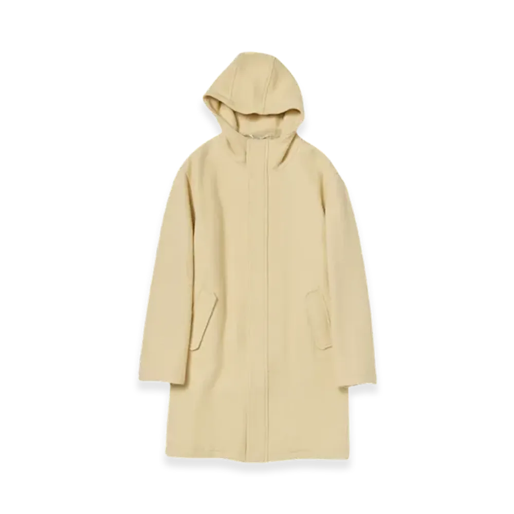AURALEE Brushed Alpaca Wool Melton Hooded Coat "Light Beige"