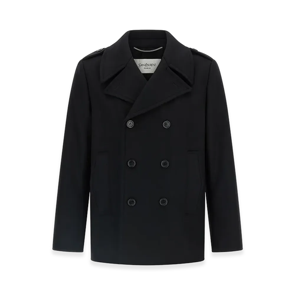 Saint Laurent Wool Coat "Black"