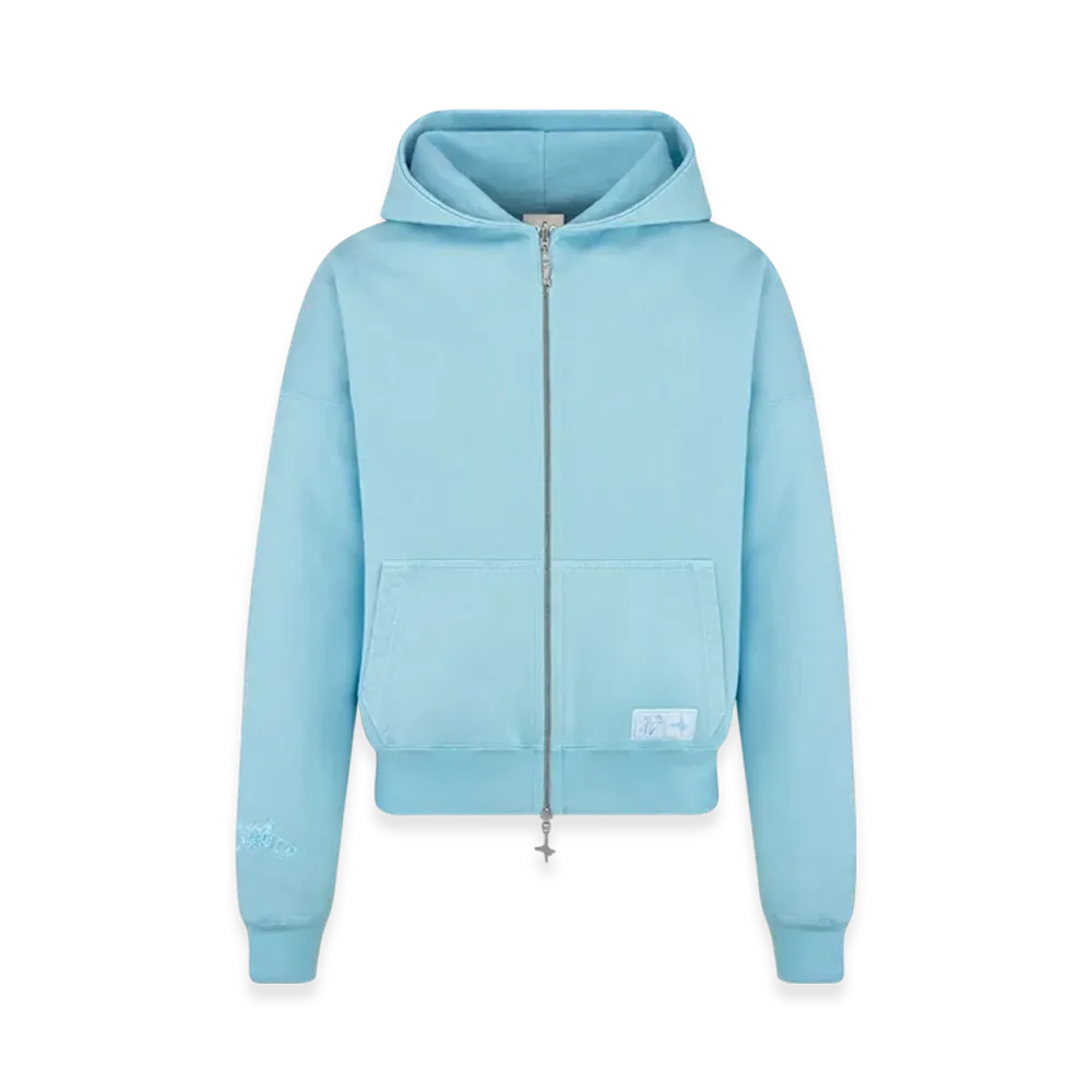 Dior x Lewis Hamilton Hooded Reversible Sweatshirt in Slub Cotton Fleece "Sky Blue"