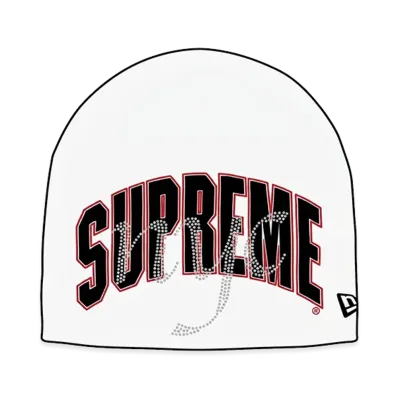 Supreme New Era Rhinestone Beanie "White"