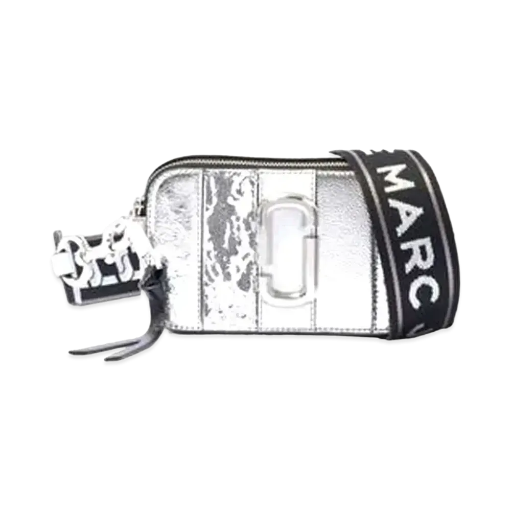 Marc Jacobs The Snapshot Metallic Striped "Silver"
