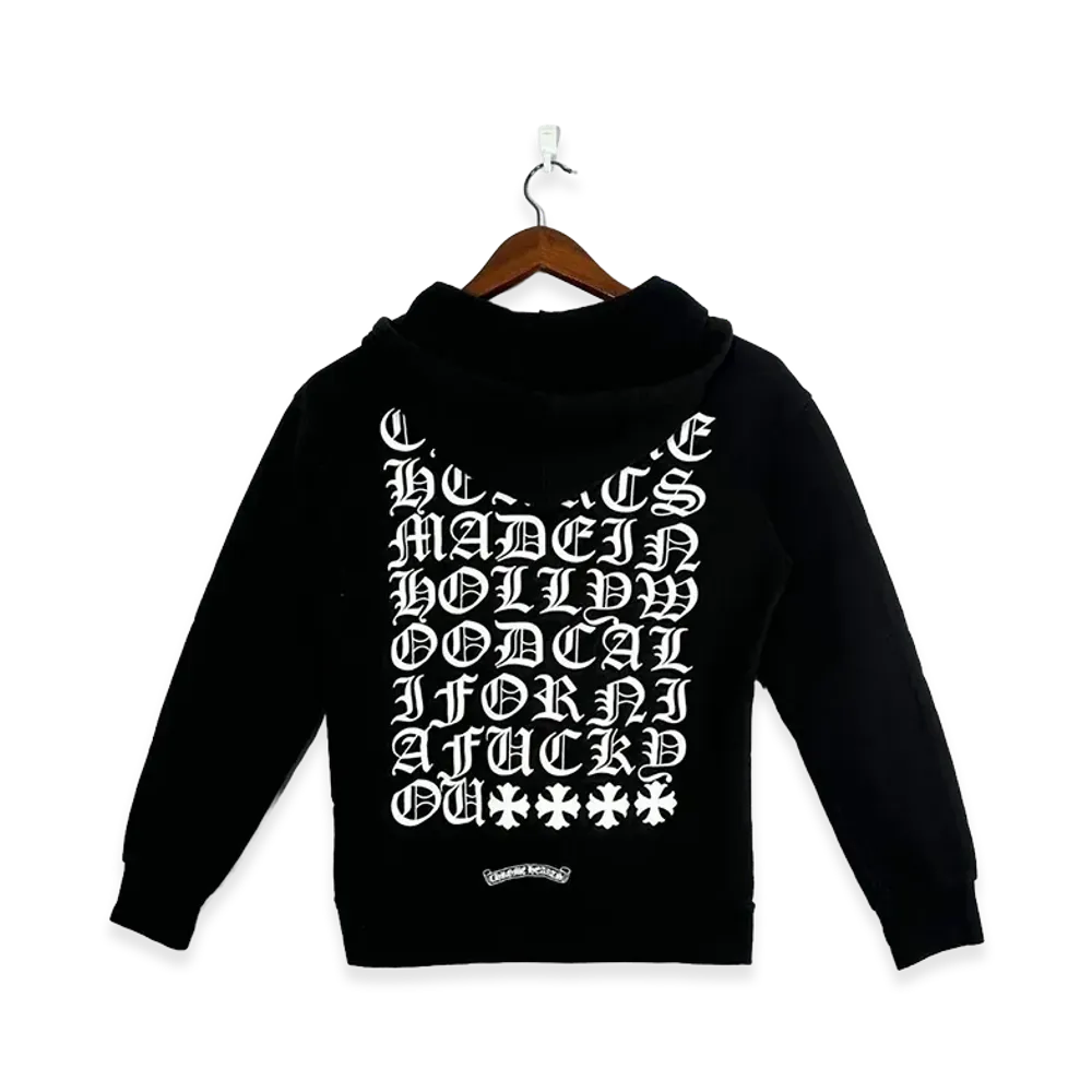 Chrome Hearts Eyechart Logo Zip Up Hoodie "Black"