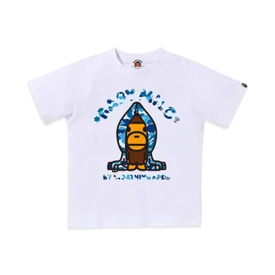 A BATHING APE ABC Camo Milo Hoodie Tee Kids "White/Blue"