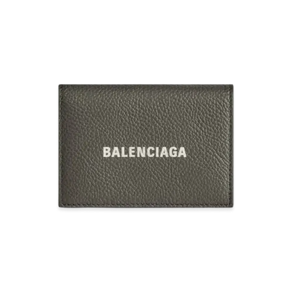 BALENCIAGA Cash Mini Wallet Grained Calfskin "Dark Green/White"