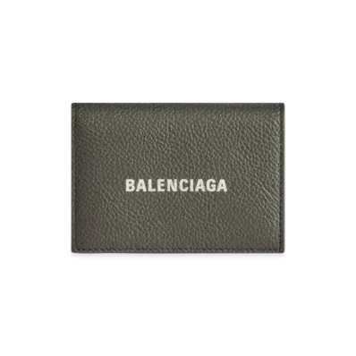 BALENCIAGA Cash Mini Wallet Grained Calfskin "Dark Green/White"