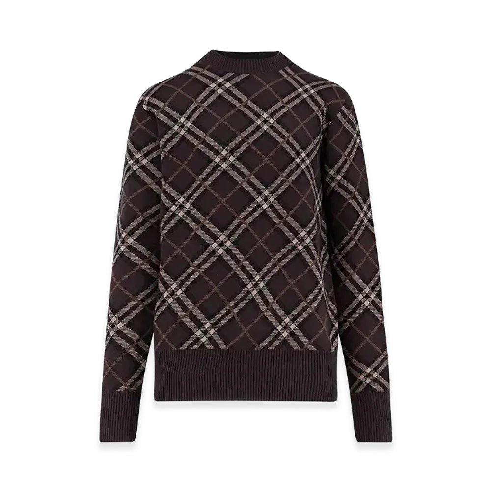 Burberry Embroidered Stretch Wool Blend Sweater "Brown"