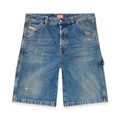 Diesel D-Livery-Short Denim Utility Shorts With Dusty Wash "Medium Blue"