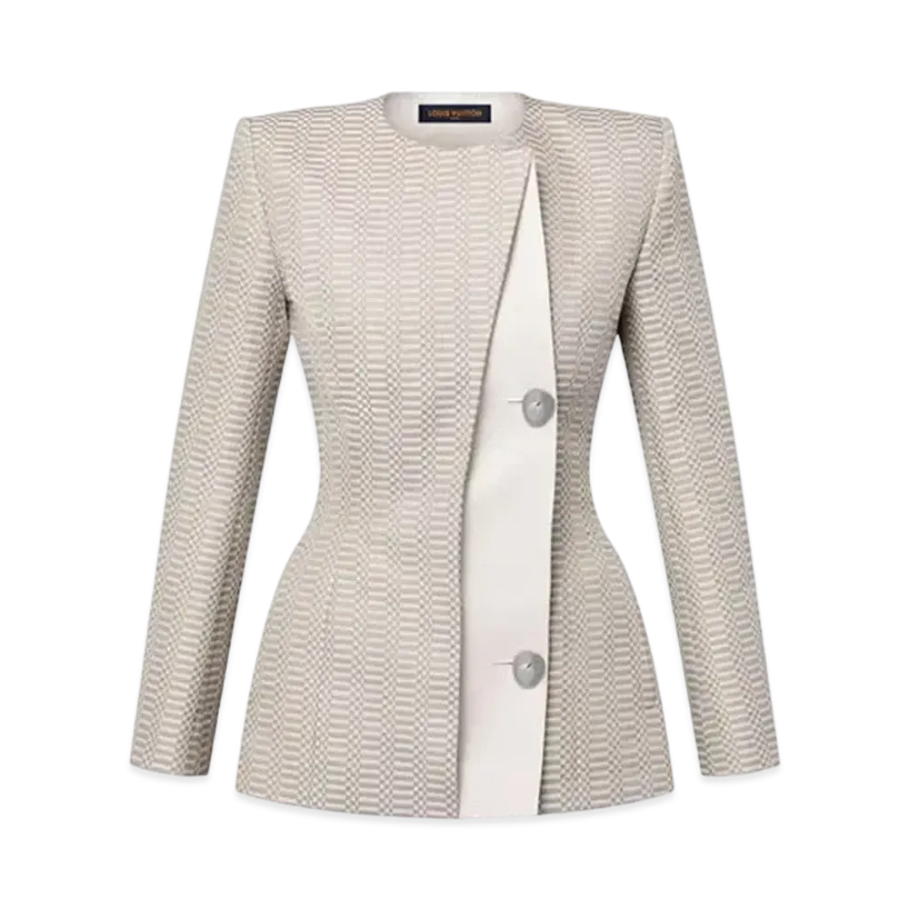 Louis Vuitton Asymmetrical Micro Damier Blazer "Grey/Beige"