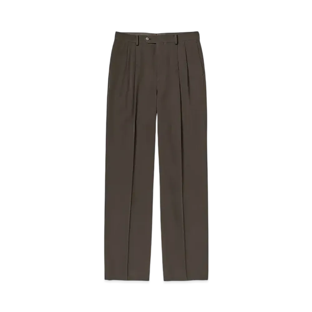 AURALEE Light Wool Max Gabardine Two-Tuck Slacks "Dark Brown"