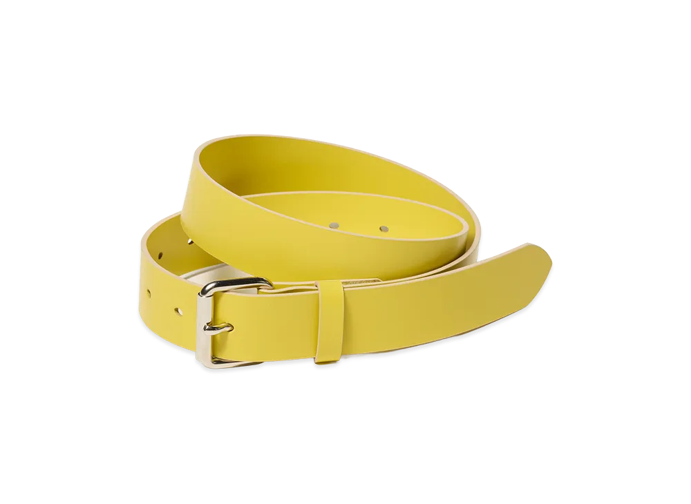 AURALEE Women's Glazed Leather Roller Buckle Belt "Yellow"