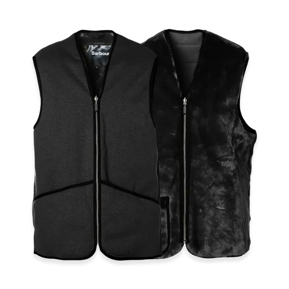 Barbour Warm Pile Waistcoat Zip-In Liner Vest "Black"