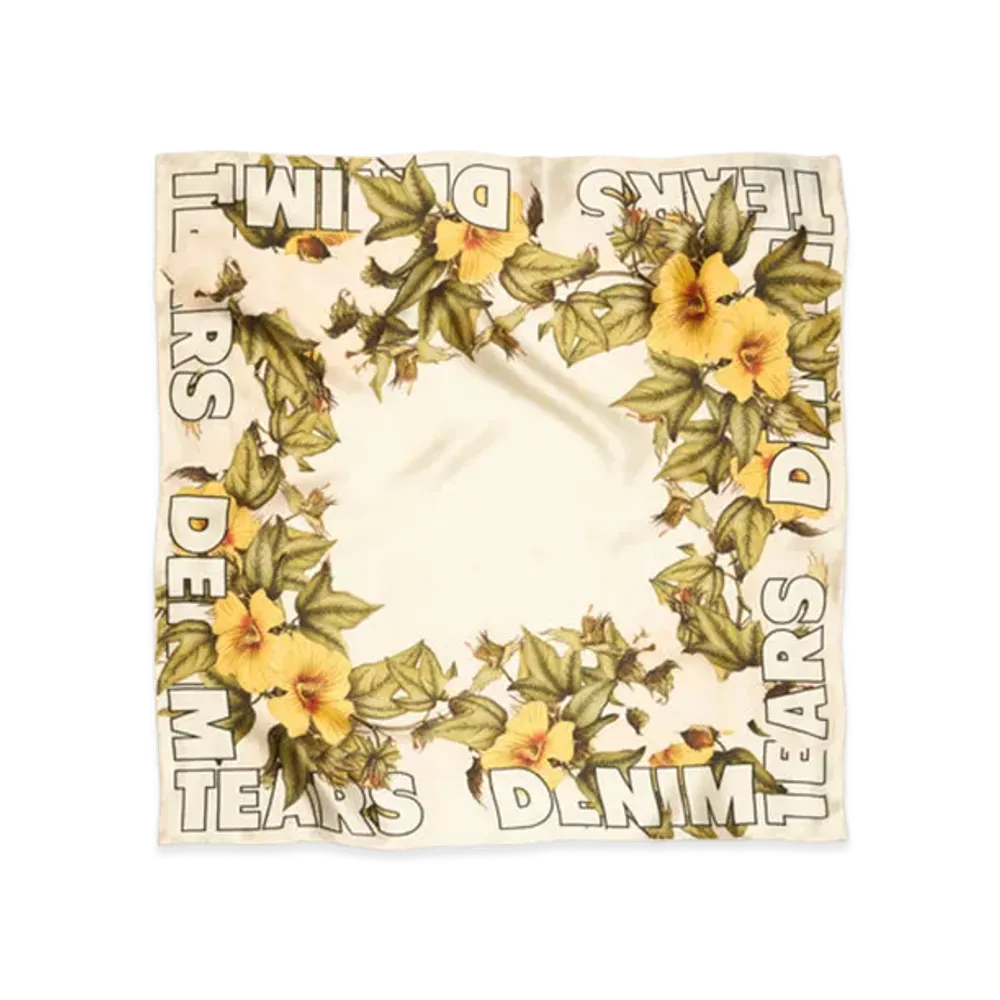 DENIM TEARS Floral Silk Bandana "Cream"