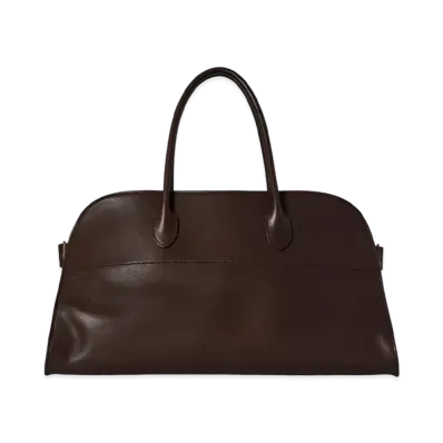 The Row EW Margaux Bag in Leather "Dark Chocolate"