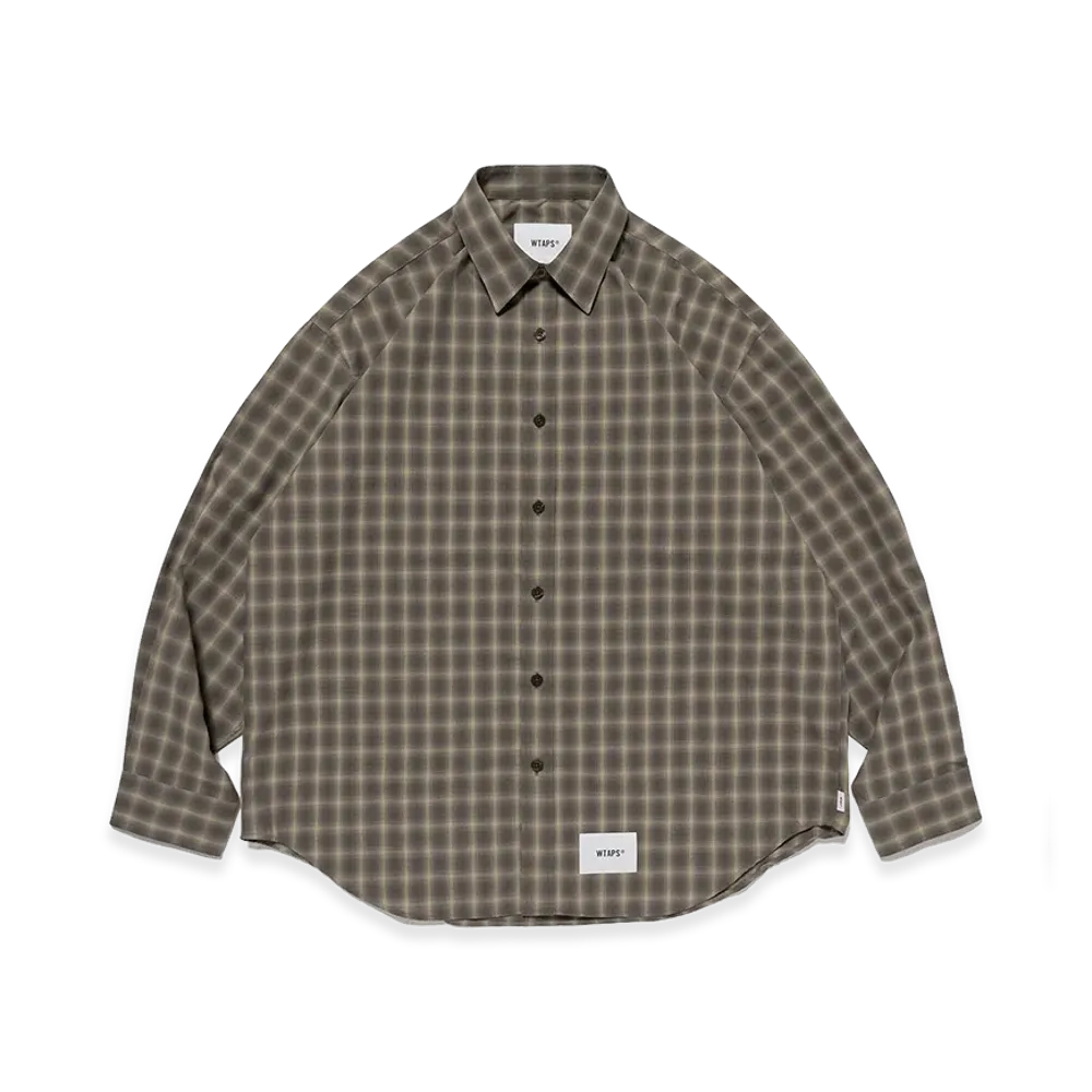WTAPS Txt 01 / LS / Poly. Broadcloth. Textile. Of "Olive Drab"