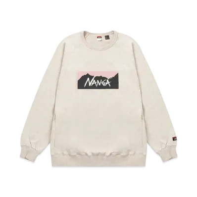 NANGA Eco Hybrid Box Logo Sweatshirt (Unisex) "Oatmeal/Pink"