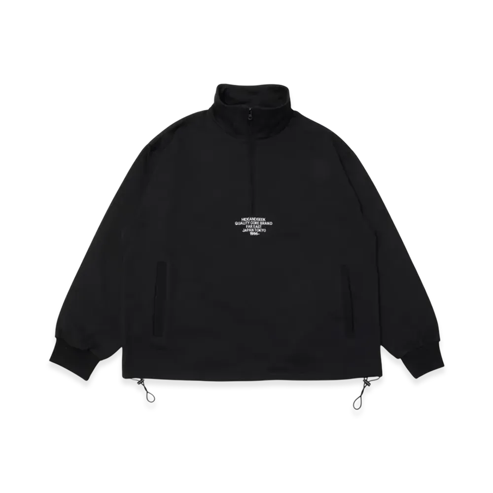 Hide and Seek Half Zip Sweat Shirt "Black"