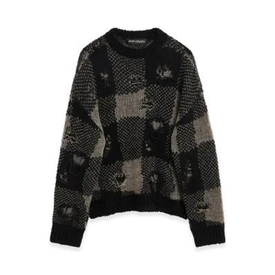 OUR LEGACY Women's Sonar Roundneck "Black Destructive Gingham"