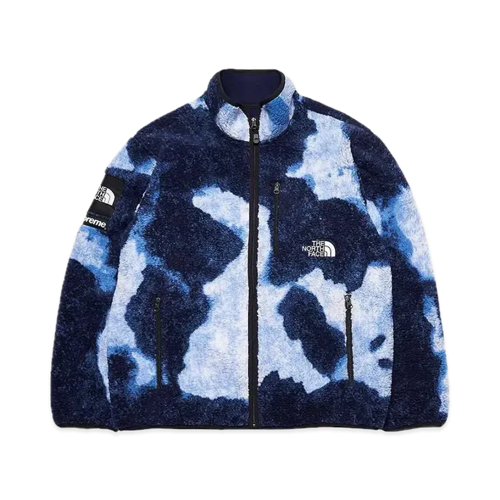 Supreme x The North Face Bleached Denim Print Fleece Jacket "Indigo"