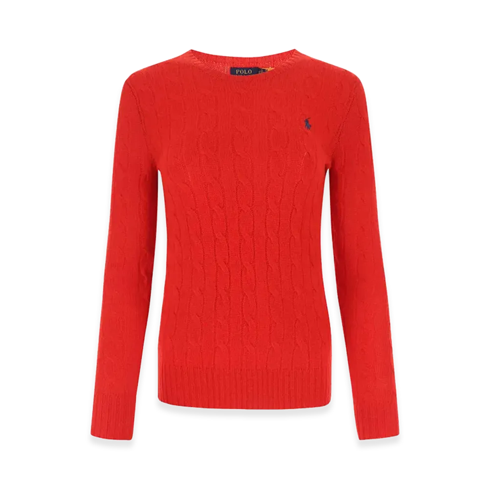 Polo Ralph Lauren Women's Logo Braided Sweater "Red"