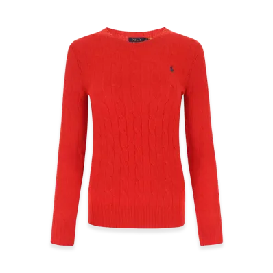 Polo Ralph Lauren Women's Logo Braided Sweater "Red"