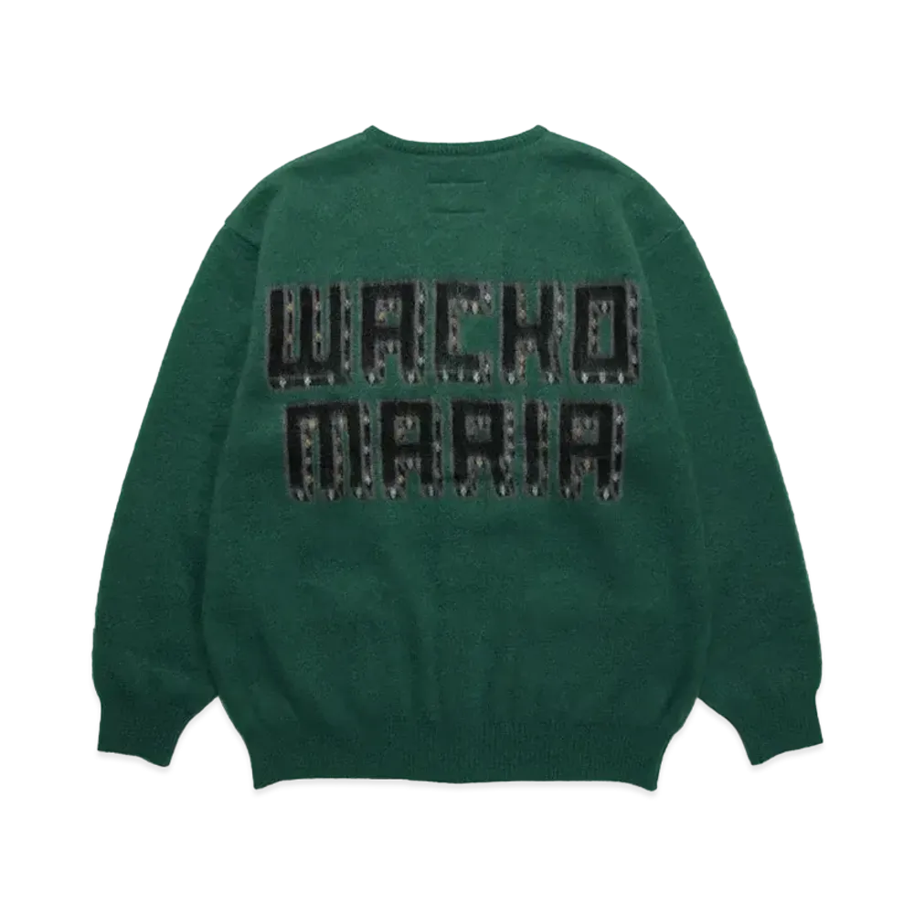 WACKO MARIA Logo Mohair Knit Jacquard Cardigan "Green"