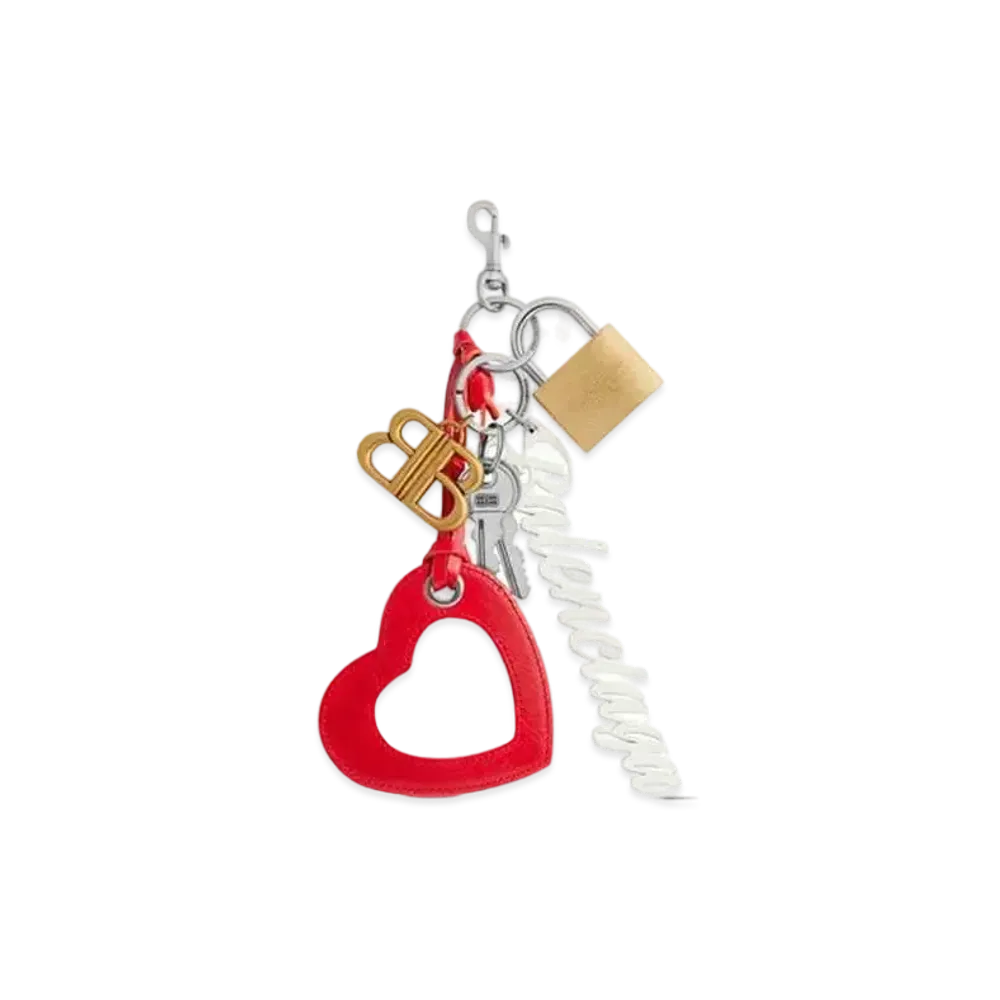 BALENCIAGA Paloma Keychain In Brass Lambskin and TPU "Multicolor"