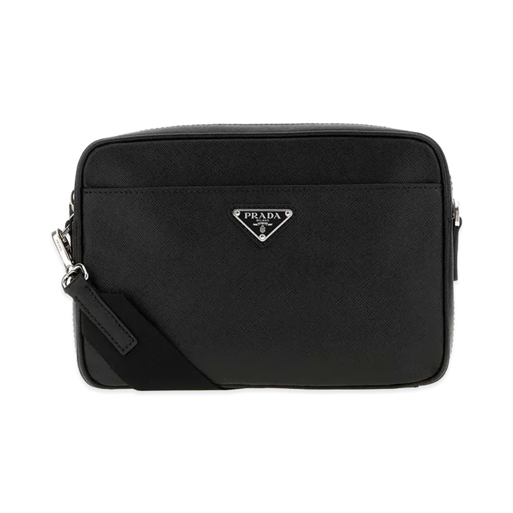 PRADA Saffiano Leather Shoulder Bag "Black"